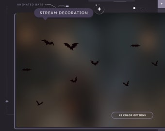 ANIMATED Flying Bats Stream Add-on | Twitch | Streamer | Halloween | Spooky Stream Decoration | Stream Overlay | 5 color variations