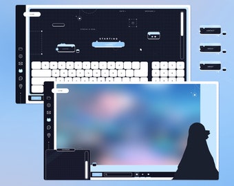 ANIMATED  Browser Kitty VTuber Stream Bundle | Blue | Twitch Package | Overlays | Screens | Alerts | Panels | Stinger Transition