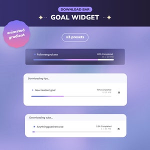 Animated Download Bar Goal Widget (CUSTOMIZABLE COLORS) | Twitch | Minimal | Gradient | Aesthetic | Streamer | Sub Goal | Cozy | Lo-fi