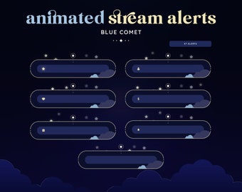ANIMATED Blue Comet Stream Alerts | Twitch | Streamer | Cosmic | Soft Gradient | Minimalist | Celestial | Aesthetic