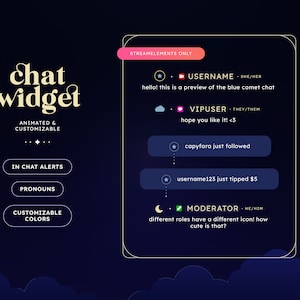 Animated Blue Comet Chat Widget (CUSTOMIZABLE) | Twitch Overlays | Pastel | Aesthetic | Gamer | Streamer | Chat Overlay | Celestial