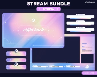 ANIMATED Utopia Stream Package | Twitch Package | Overlays | Screens | Alerts | Panels | Chat Widget | Stinger Transition
