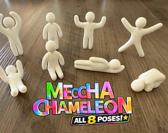 Meccha カメレオン ミニフィギュア コンプリートセット - 全8ポーズ 3Dプリント製コレクターズアイテム - 米国内送料無料！