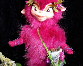 Fantasy faerie fairy doll handmade woodland floof art OOAK Elderwood Folk pixie troll trogg goblin spirit sprite dwarf cute beautiful mystic