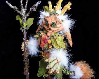Fantasy faerie fairy doll handmade woodland floof art OOAK Elderwood Folk pixie troll warrior prince elvin elfin dwarf beautiful tree spirit