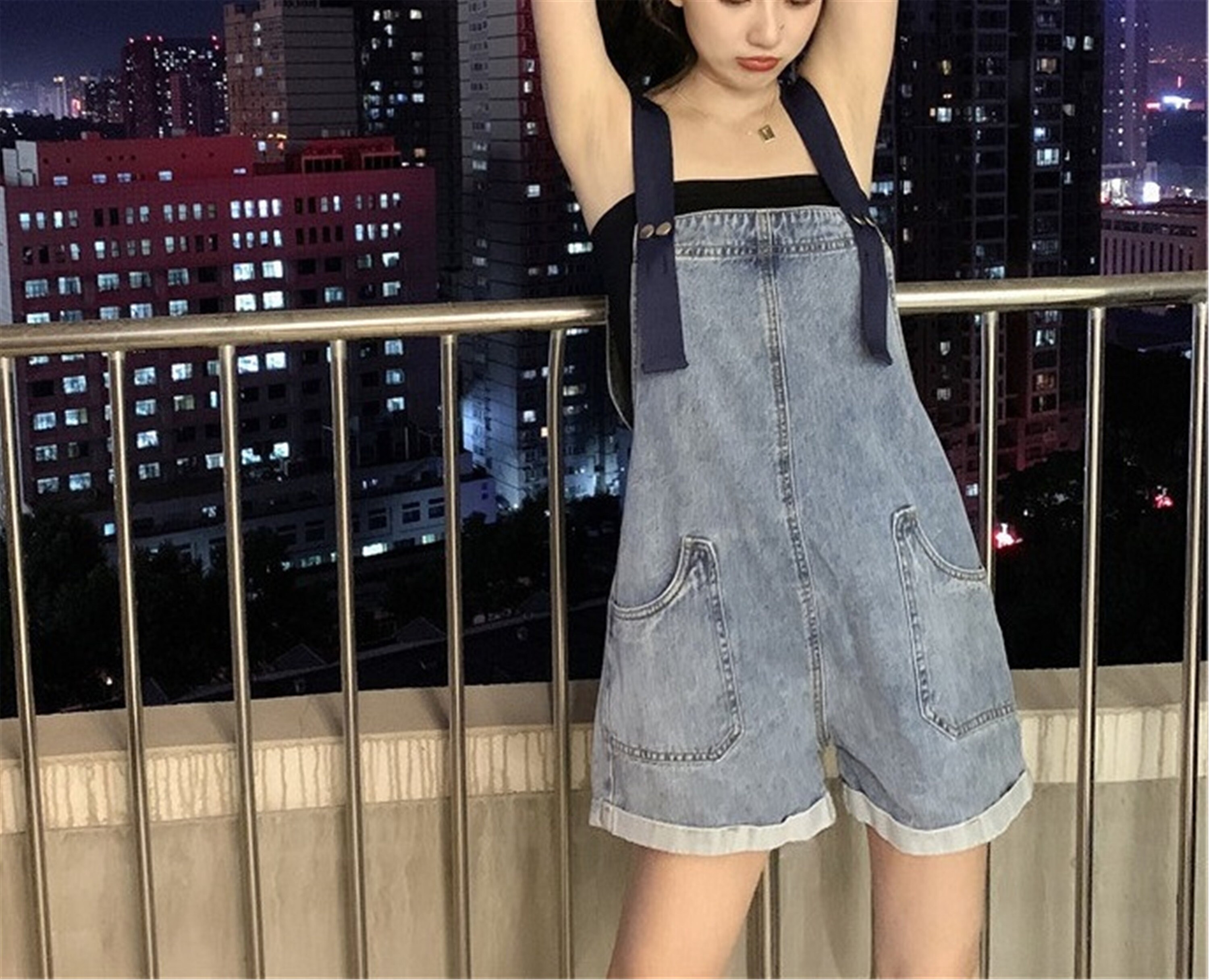 Denim Overalls Streetwear Y2K Jumpsuit Summer Short Overalls Etsy