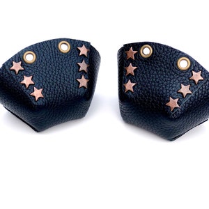 Roller Skate Toe guards - Black Leather, Star Studded
