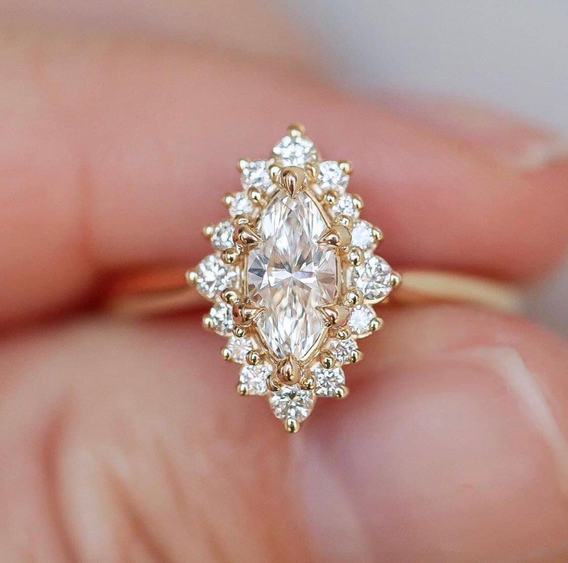 1/2 Carat Marquise Diamond Ring Marquise Cut Engagement Ring Etsy