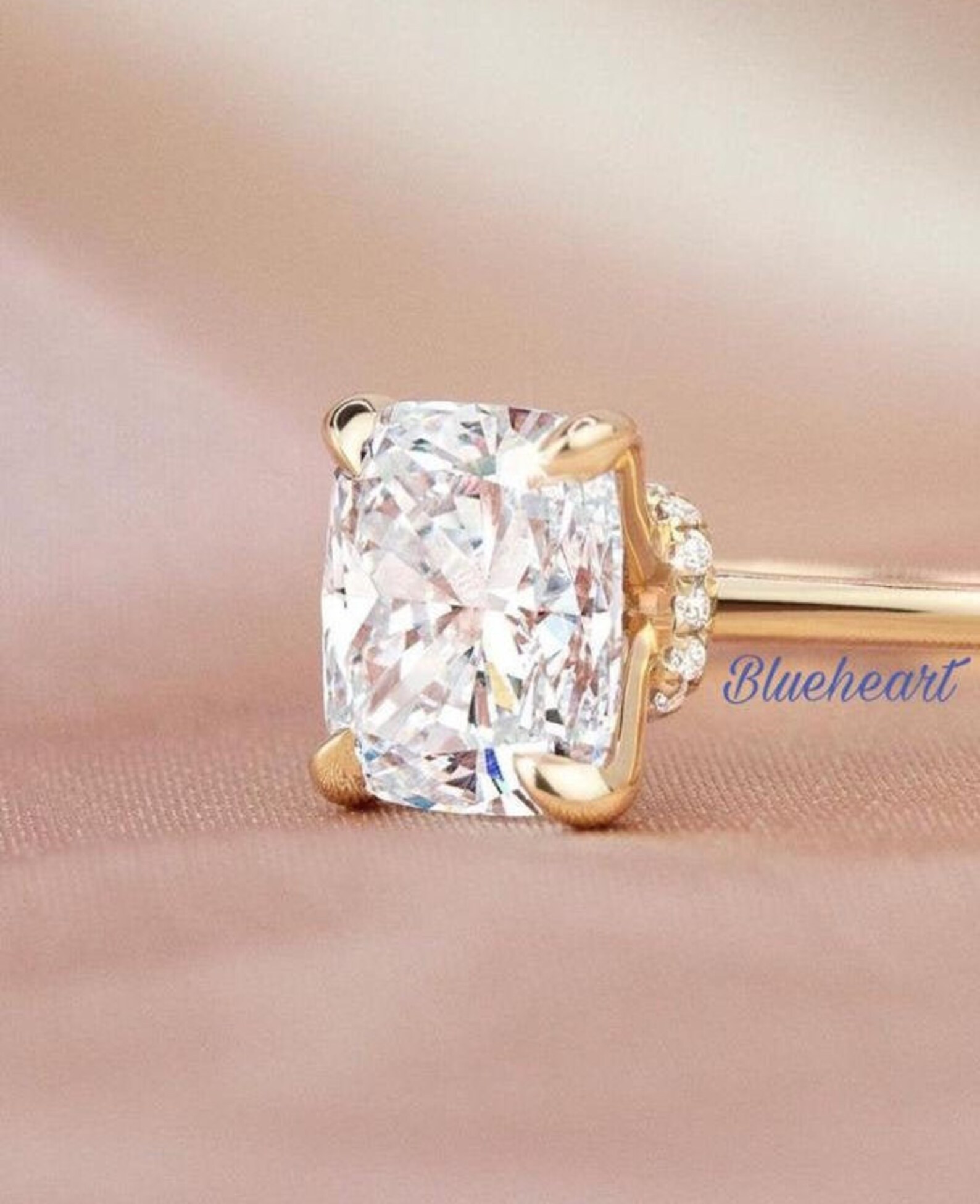 Elongated Cushion Cut Engagement Rings 2.0 Ct Elongated Cushion Cut Engagement Ring Elongated | Etsy