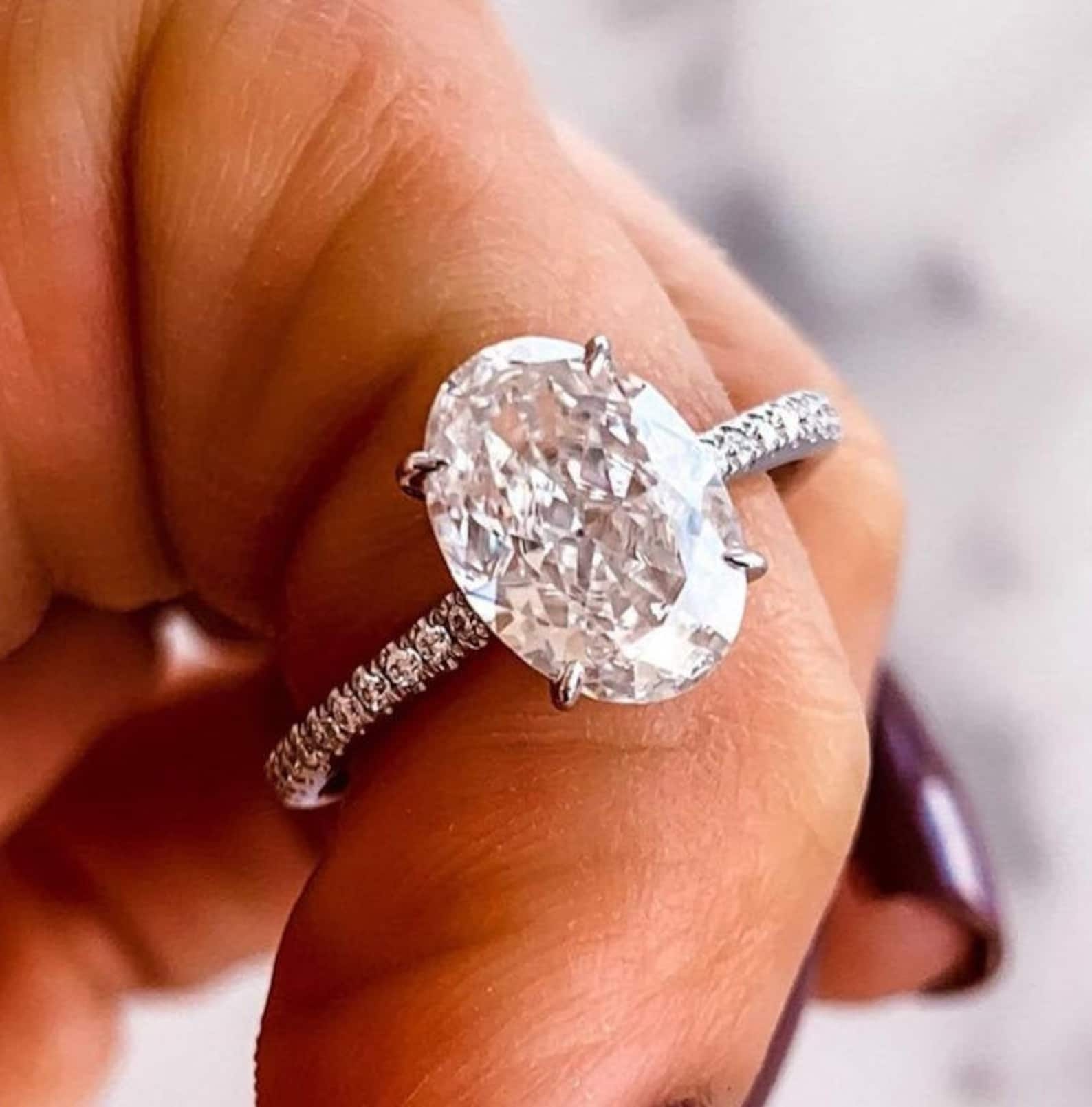 3 CT Oval Solitaire Engagement Ring Oval Cut Engagement Etsy