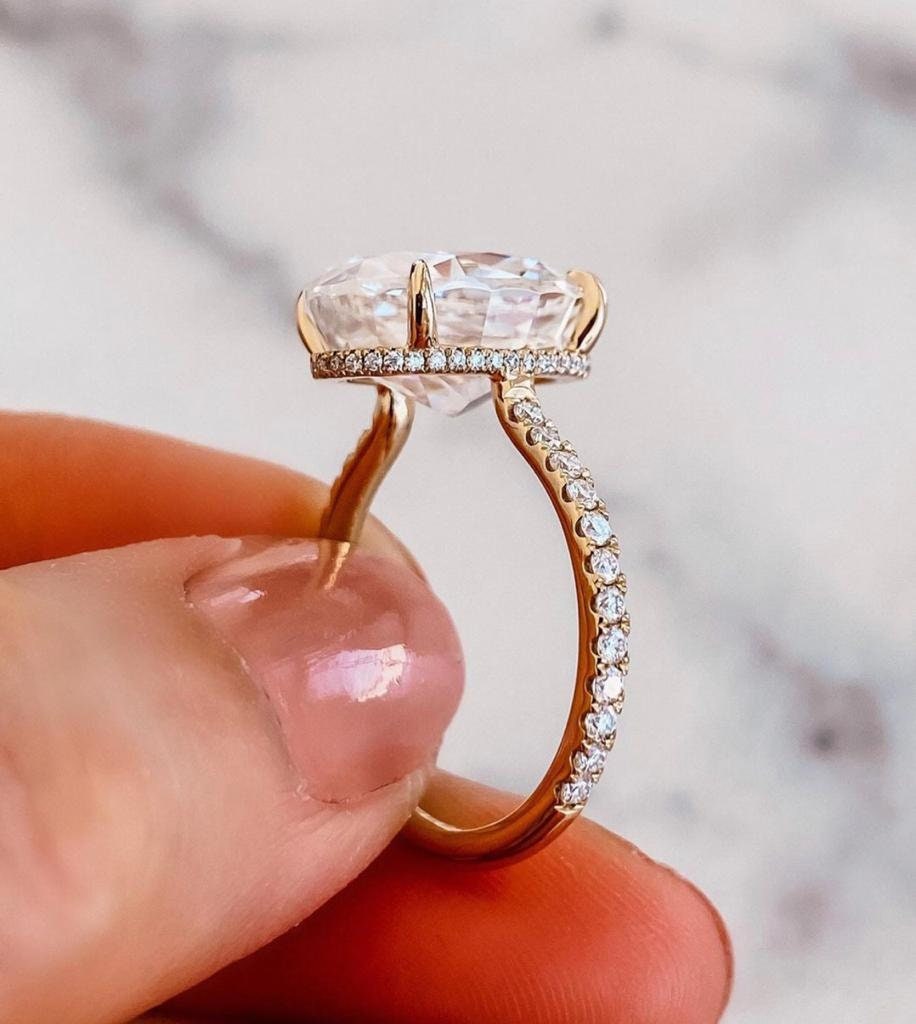 3 CT Oval Solitaire Engagement Ring Oval Cut Engagement Etsy