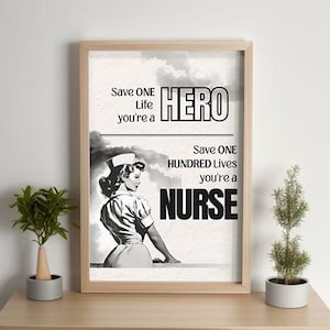 Nursing Inspirational Quote Digital Art Print - 1950s Vintage Style, Home Decor, Printable Wall Art