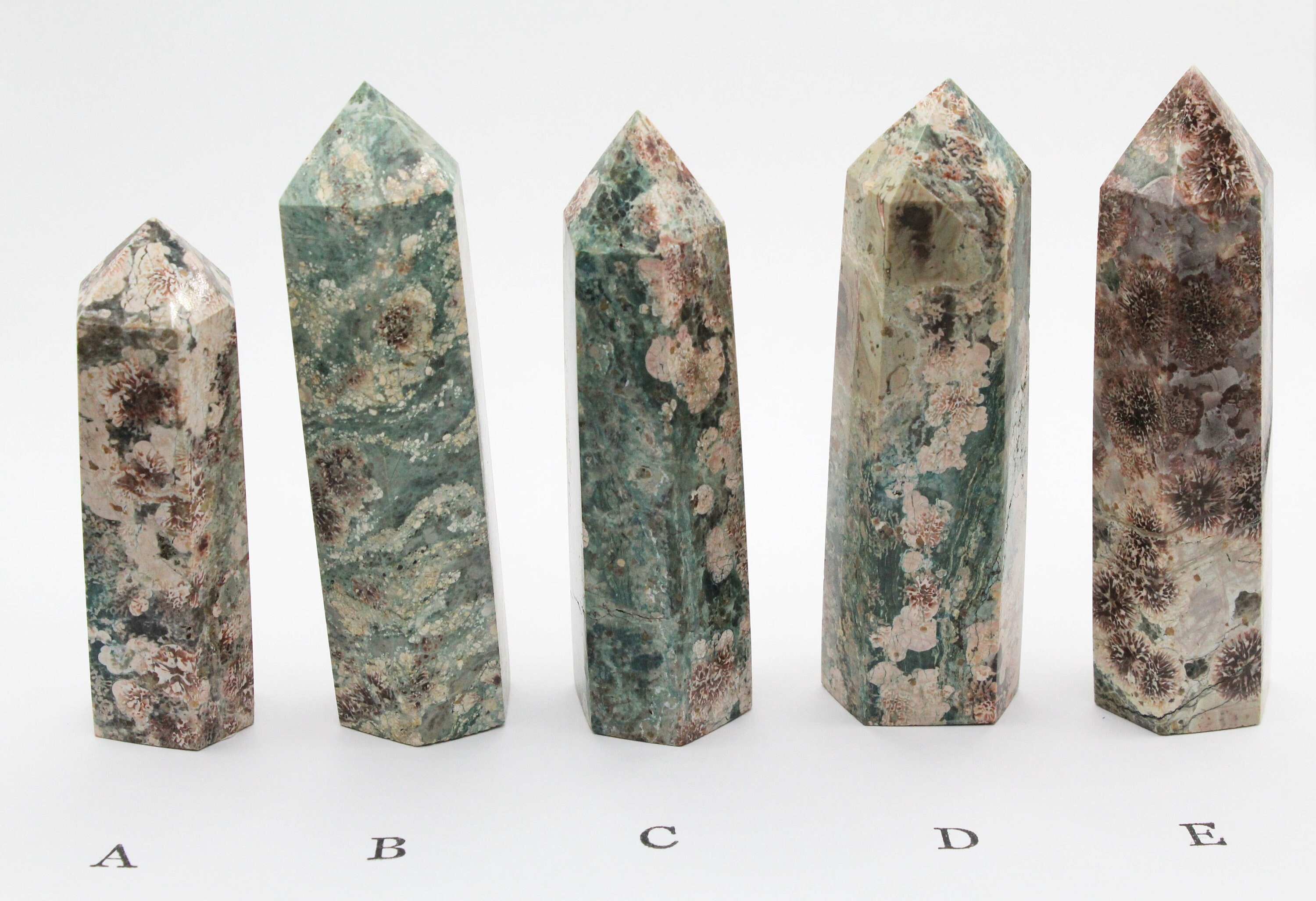 Rhyolite Flower/Green Jasper Tower Pick Your Own Green Flower