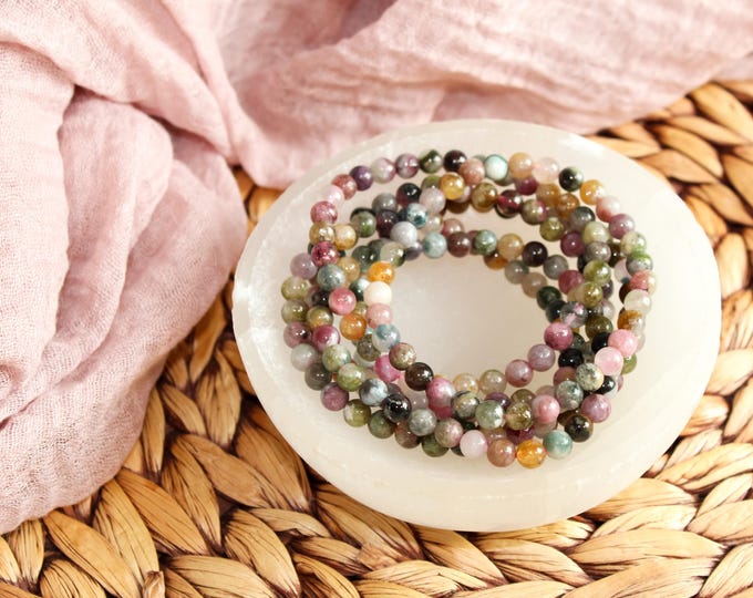 Featured listing image: Watermelon Tourmaline Bracelet | Crystal Bracelet | 6 mm | 7.5 in | Healing Bracelet | Metaphysical Bracelet