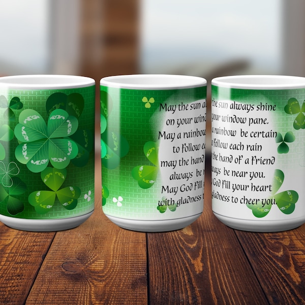 4 Coffee Mug Sublimation Templates.  Irish Blessing. Pre Sized For Your Convenience.  Just Add Your Photo, Print And Sublimate!