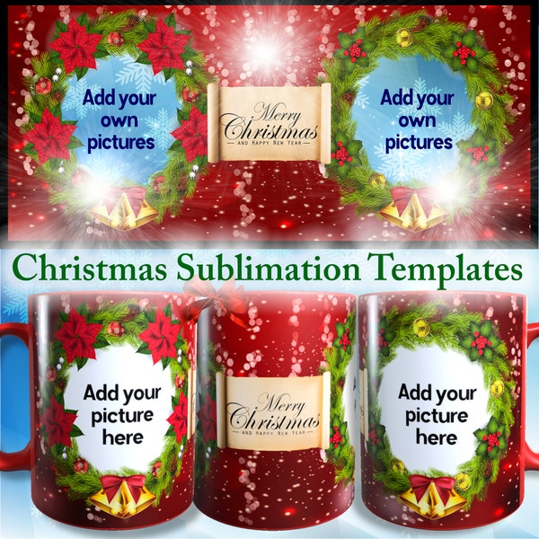 Christmas Sublimation Design Template, Plantillas para sublimacion, Dye Sublimation Templates, Sublimation download for mug, Mug Sublimation