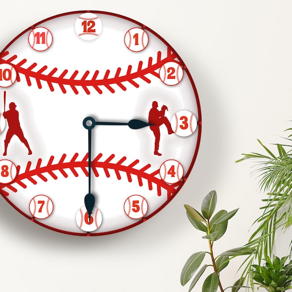 Large Wall Clock Sublimation Design Template.  Baseball Design.