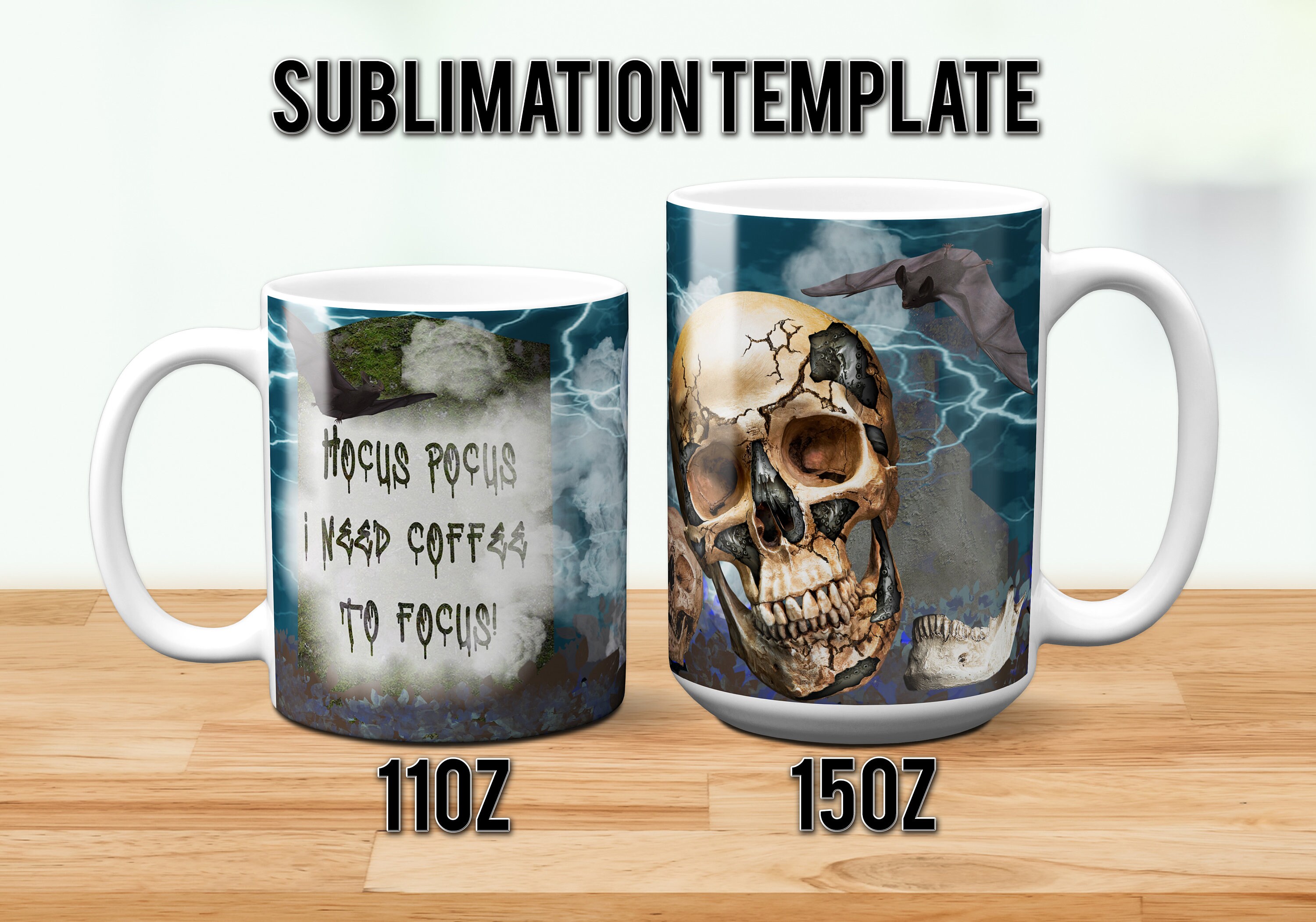 2 Sublimation Mug Templates Png, PNG File for Sublimation