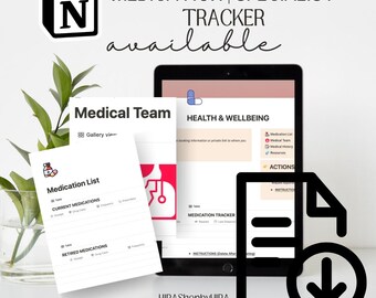 Notion Health & Wellbeing Planner - Rastreador de medicamentos e especialistas