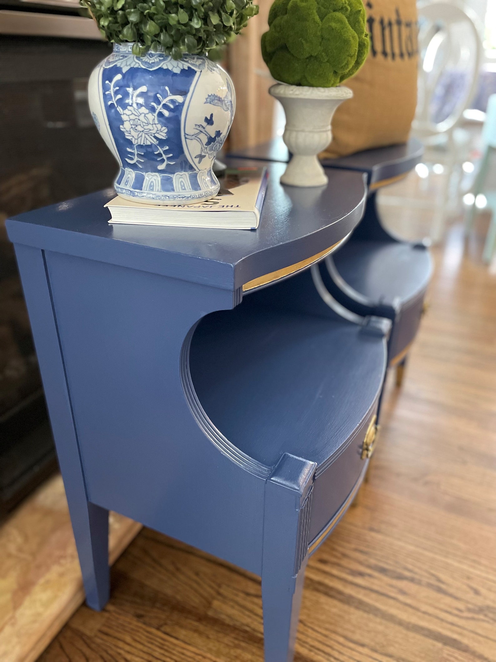 Pair of Vintage Navy Side Tables/Nightstands Etsy