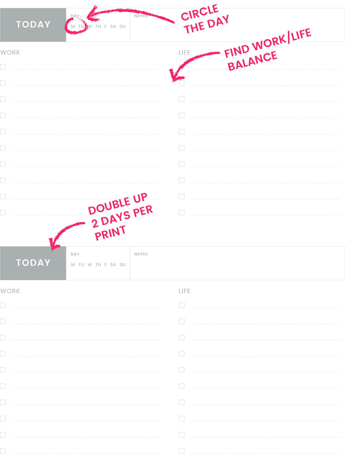 Printable Work Life Balance Planner Etsy