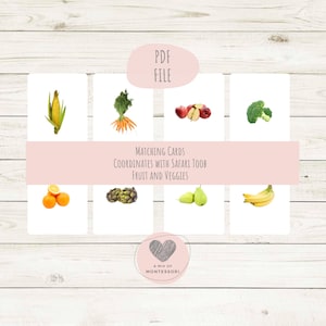 Fruit and Vegetable Matching Cards for Safari Toobs Montessori Language Cards