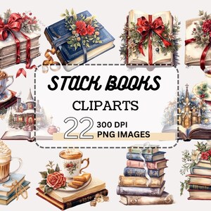 Watercolor Stack Books Clipart,Books Png,Watercolor Books Clipart,Scrapbook Images,Collage Images,Card Making,Junk Journals,clip art bundle