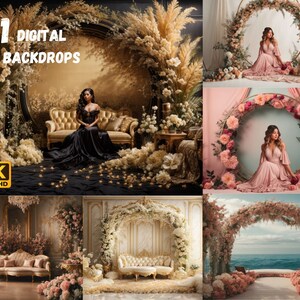 Floral digital background,Wedding backdrop,newborn backdrop,Floral Ring Backdrop Overlays Maternity,Christmas Floral Fine Art Backdrops