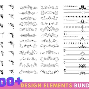 Design Elements Bundle | Ornaments Svg | Design Elements Svg |  Corner Patterns | Corner Svg Bundle | Wedding Text Dividers | Gold Corner