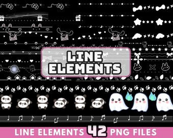 Ensemble PNG d'éléments de ligne, tourbillons décoratifs, s'épanouir, Halloween (téléchargement numérique)