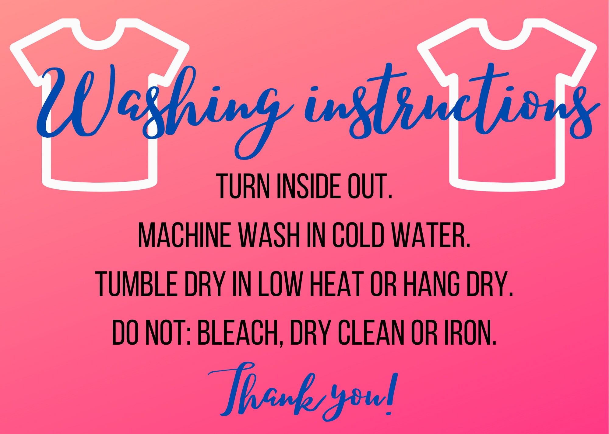 PRINTABLE Washing Instructions Png File DIGITAL FILE Etsy