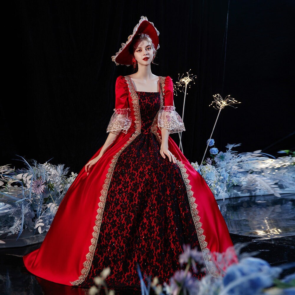 red rococo dress