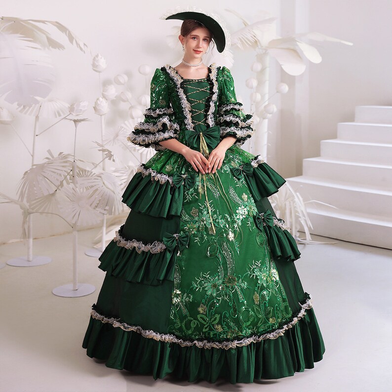 Dark Green Victorian Dress European Court Queen Dress Drama Etsy