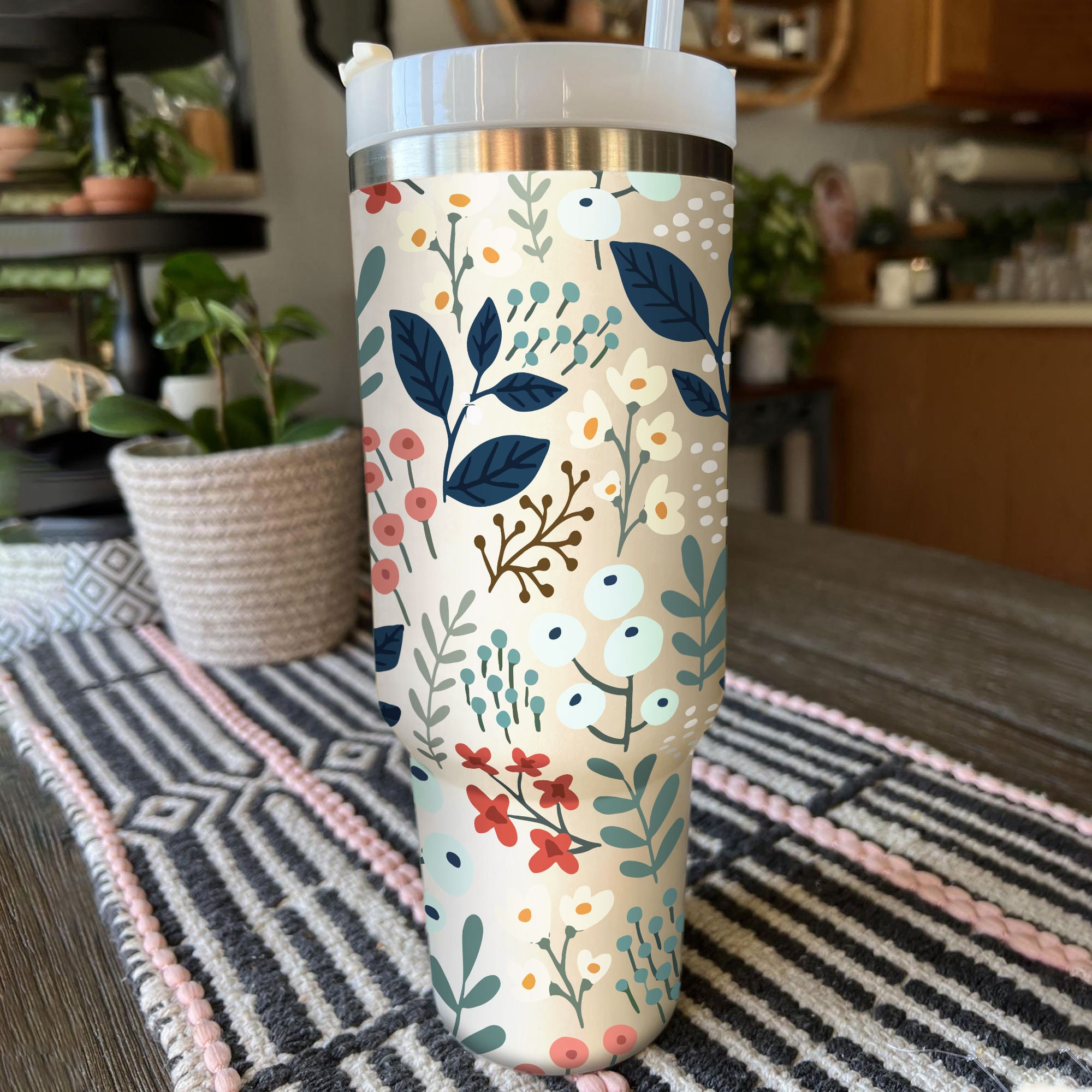 40oz Flower & Skull Pattern Tumbler With Handle And Straw Lid, Suitable For  Outdoor Travel&Camping, Christmas Gift in 2023