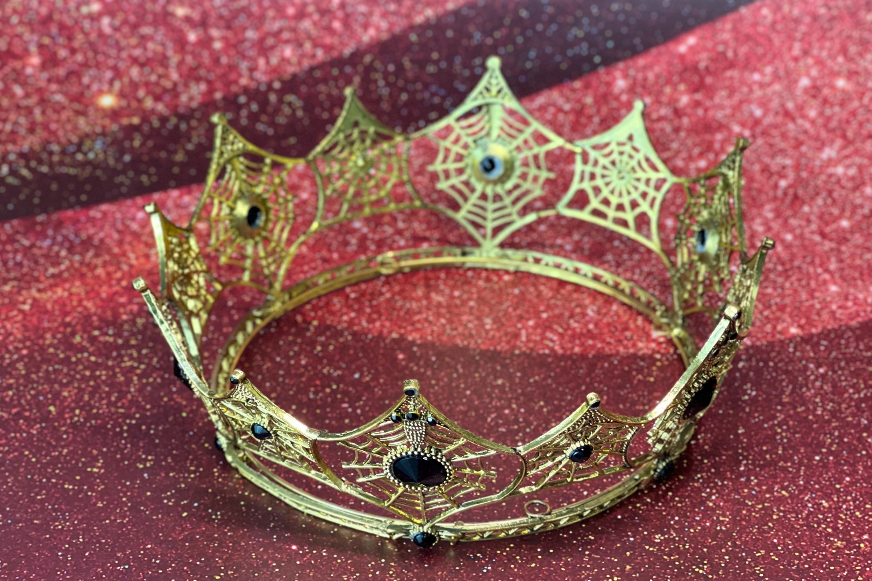 Light Up Red Spiderweb Gothic Tiara Crown,  3 Settings For any Occasion Gothic Spiderweb Tiara | Red & Black Halloween Crown  main image 2