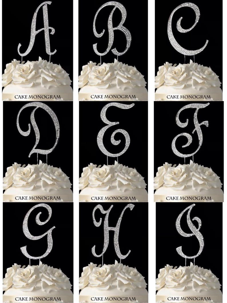 Rhinestone Monogram Cake Topper: Silver Crystal Wedding Decoration - Etsy