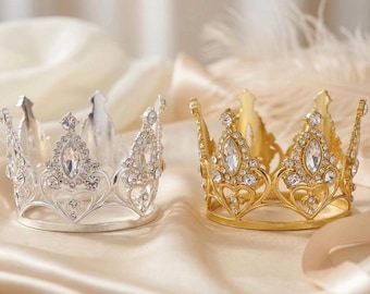 Mini Rhinestone Crown: Gold / Silver Cake Topper, Doll Crown, Decorations