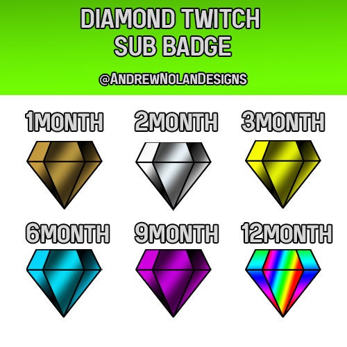 Twitch Diamond Subscriber Badges 72x72px, 36x36px, 18x18px Bronze