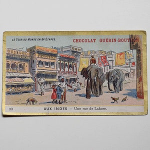 Carte commerciale de collectionneurs victoriens Chocolat Guerin Boutron - India Lahore Illustration