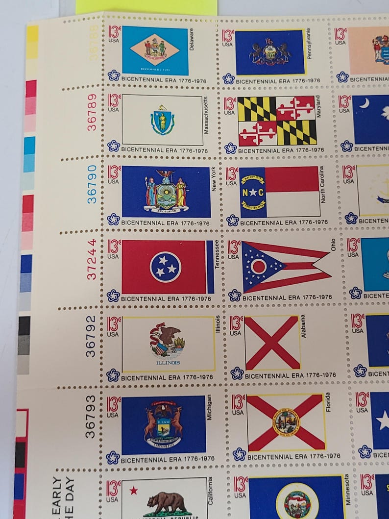 Collector Flags USPS Bicentennial State Flags Collector Stamps Full Page - Etsy