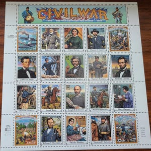 USPS 1995 Civil War commemorative stamps full sheet of 20 colorful stamps, #2975