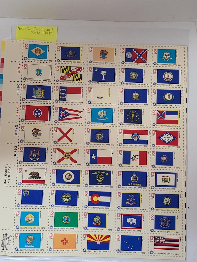 Collector Flags USPS Bicentennial State Flags Collector Stamps Full Page - Etsy