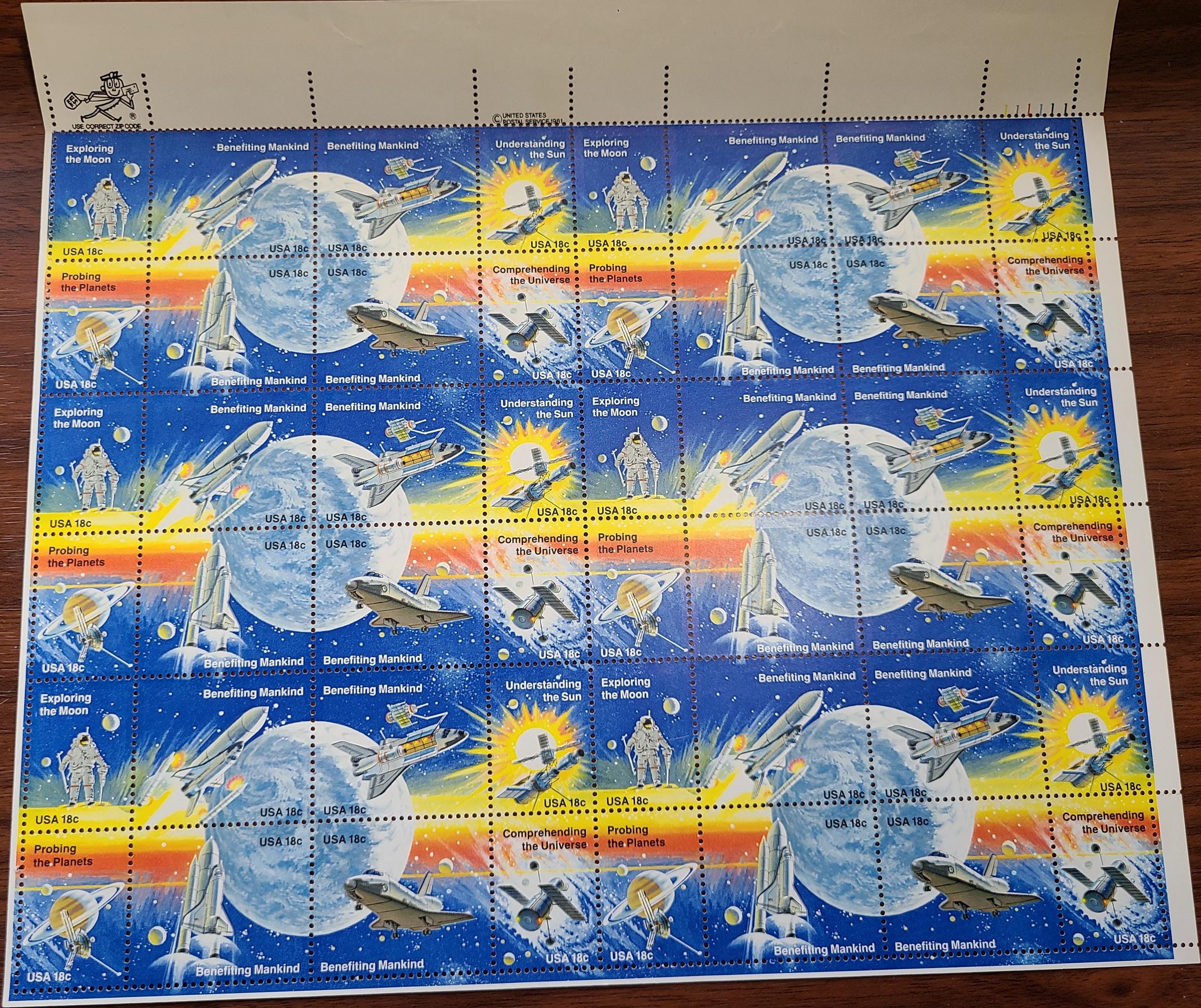 USPS 1981年宇宙功績記念18セント切手 #1912-19 フルシート - Etsy 日本