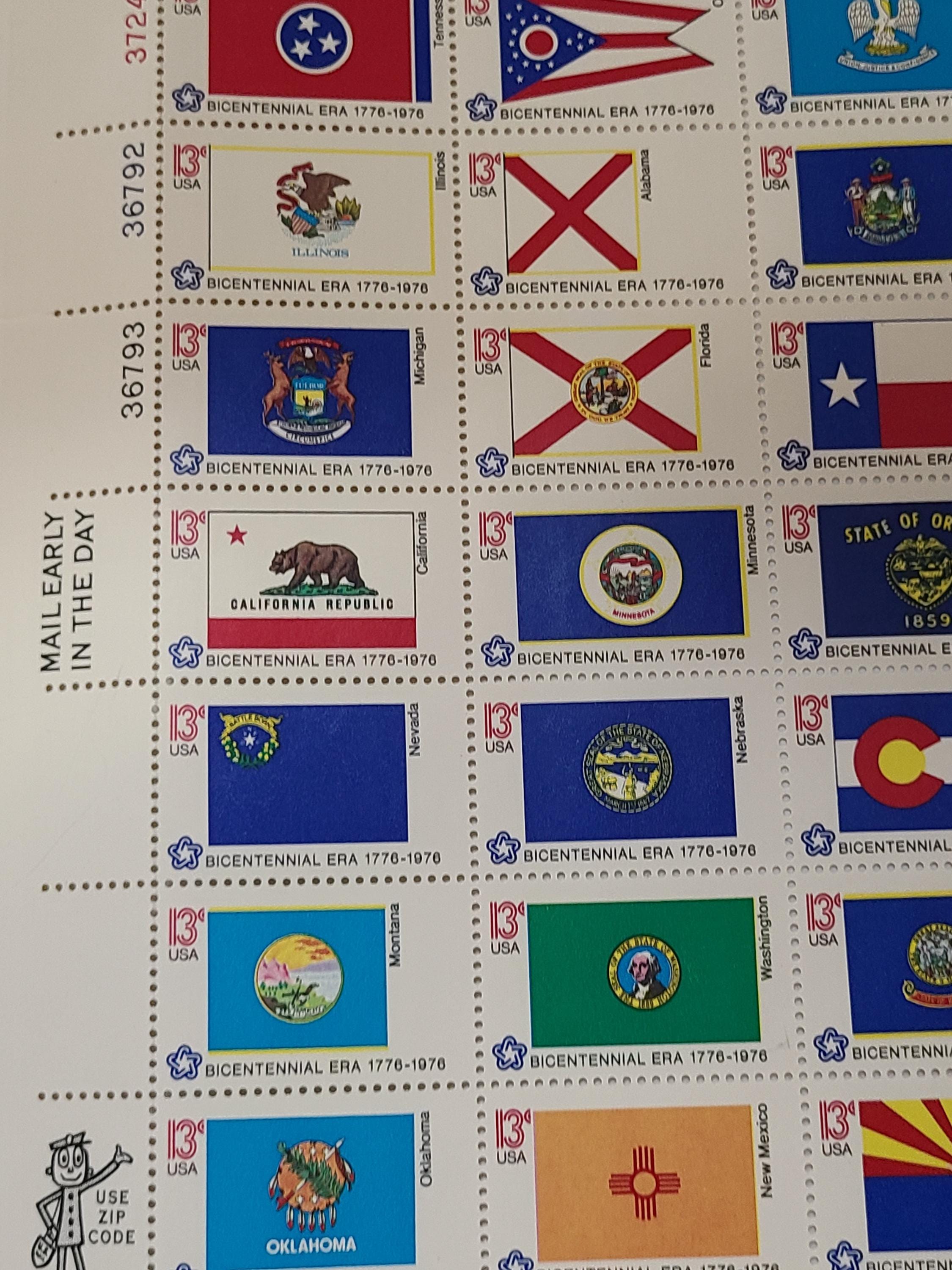 Collector Flags USPS Bicentennial State Flags Collector Stamps Full Page - Etsy