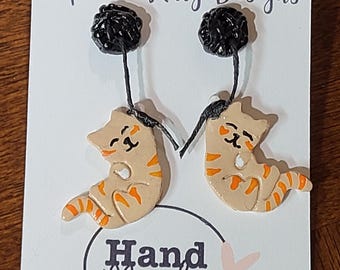 Brincos de gatinho de lã - Laranja