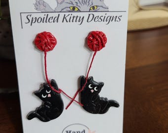 Brincos de gatinho de lã - Preto