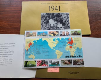 第二次世界大戦50周年記念および1941-1945 切手シートセット 第二次世界大戦50周年記念切手セット - 米国郵政公社 1941年記念