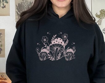 Cottagecore Mushroom Hoodie: Trendy Unisex Graphic Sweater