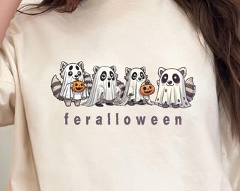 Lustiges Waschbär-Geist-Halloween-Shirt - Komfortfarben Baumwoll-T-Shirt