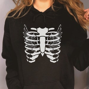Pastel Goth Skeleton hoodie Y2k Goth hoodie Soft goth Hoodie Pastel goth top Alt clothing Goth hoodie e girl clothing